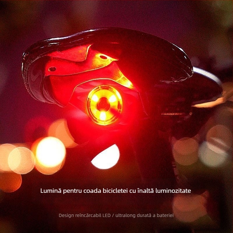 Lumină spate pentru ciclism de noapte – impermeabilă, reîncărcabilă, pentru biciclete de munte, cu funcție de avertizare și frână