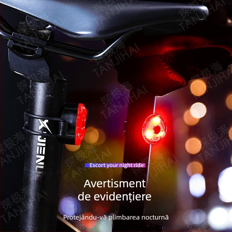 Lumină spate pentru ciclism de noapte – impermeabilă, reîncărcabilă, pentru biciclete de munte, cu funcție de avertizare și frână