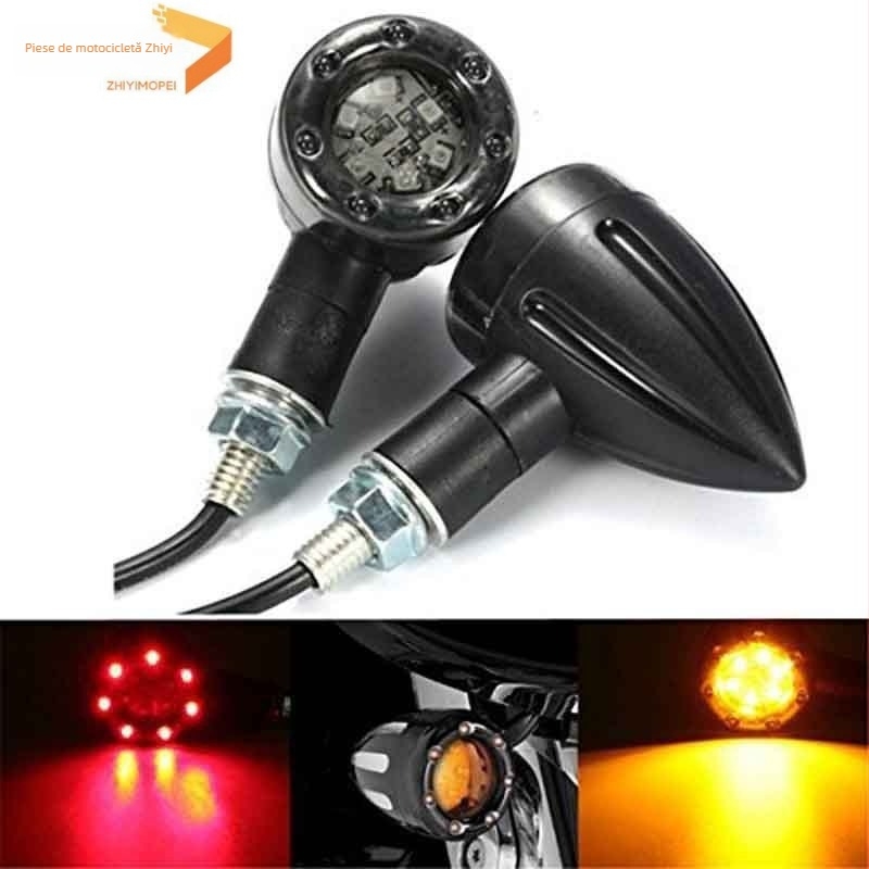 Indicator LED pentru motocicletă, stil Harley, cu lumina de frână și lumina de zi, 13 LED-uri, model zy1102, 12V, potrivit universal