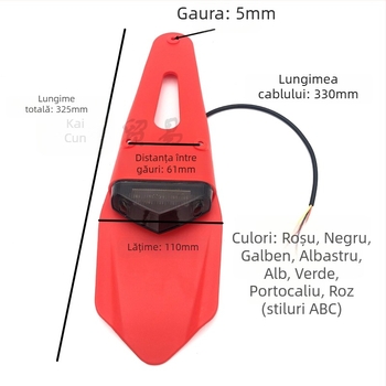 Lumină spate pentru motocicletă off-road cu aripă — LED frână și lumină pentru număr (Brand: Kainan; Material: Plastic)