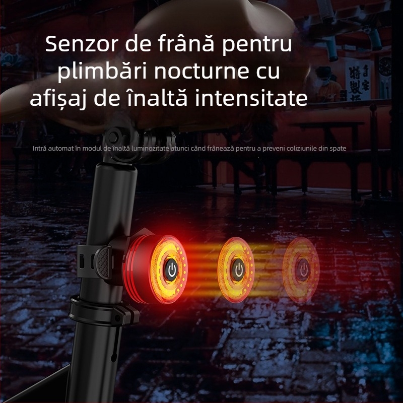 MANGELEYES Lumină spate cu senzor de frână pentru biciclete de munte — aliaj de aluminiu, personalizabil