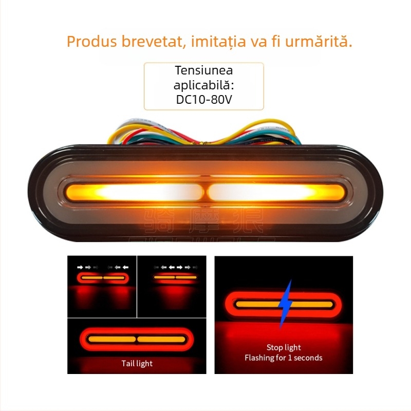 Lumină LED pentru spate pentru vehicule electrice și motociclete – model YLF-2TL-60, 10-80V, 600LM, durată de viață 30.000 h