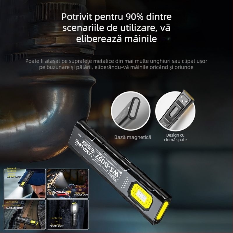Lampa de lucru LED magnetică, portabilă, multifuncțională