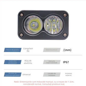 Proiector LED auto pentru motociclete și mașini, 20W, 12–80V, 6000–6500K, durată de viață 50.000 h