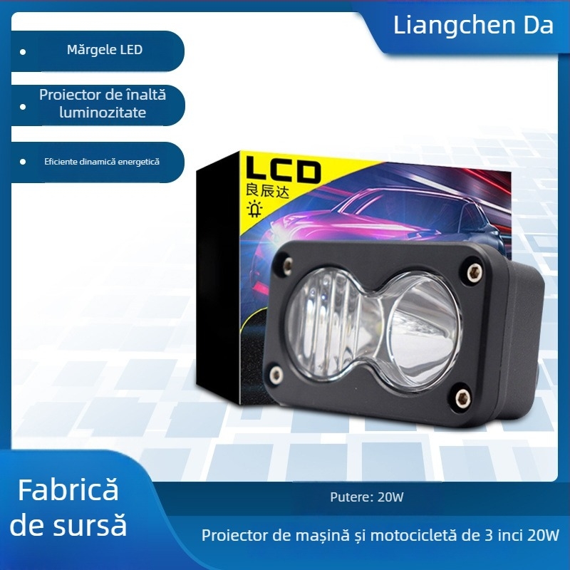 Proiector LED auto pentru motociclete și mașini, 20W, 12–80V, 6000–6500K, durată de viață 50.000 h