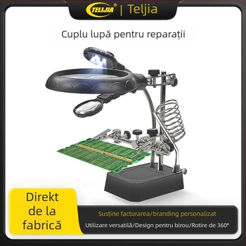 Lampă LED cu lupă pentru reparația plăcilor de circuite, rotire la 360°, economie de energie