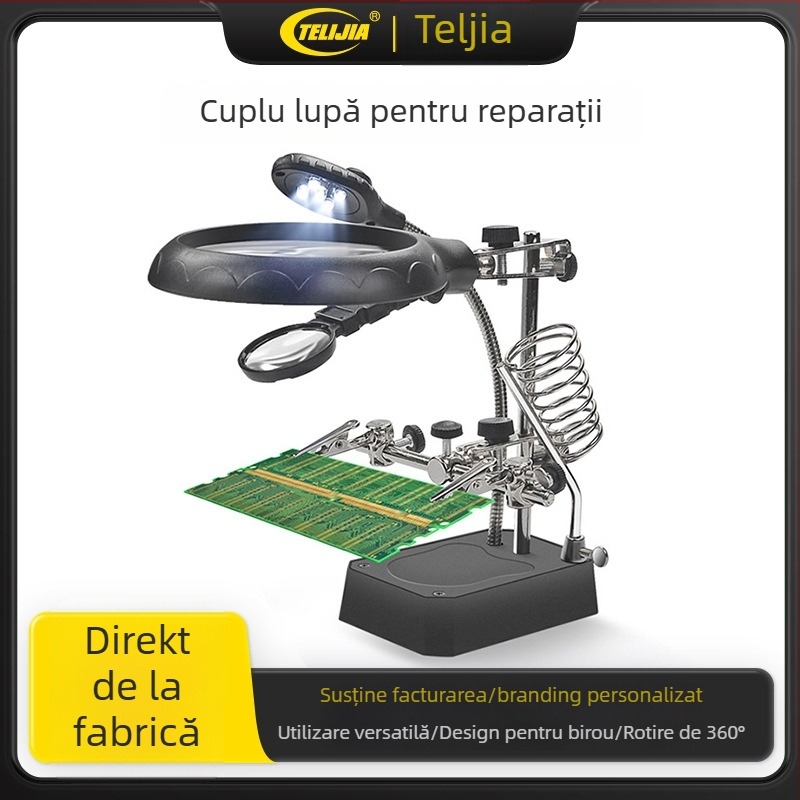 Lampă LED cu lupă pentru reparația plăcilor de circuite, rotire la 360°, economie de energie