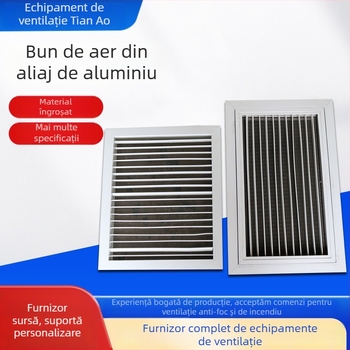 Orificiu de aer cu lamele din aliaj de aluminiu, un singur strat, retur aer cu filtru, port de inspectie deschis, admisie aer, perete exterior rezistent la ploaie