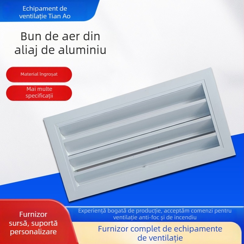 Orificiu de aer cu lamele din aliaj de aluminiu, un singur strat, retur aer cu filtru, port de inspectie deschis, admisie aer, perete exterior rezistent la ploaie