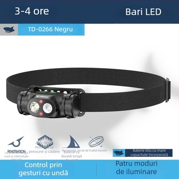 Lampa frontală multifuncțională, anti-explozie, cu senzor de undă, iluminare LED, corp ABS, baterie 800–5000 mAh, reîncărcabilă, rază 100–200 m