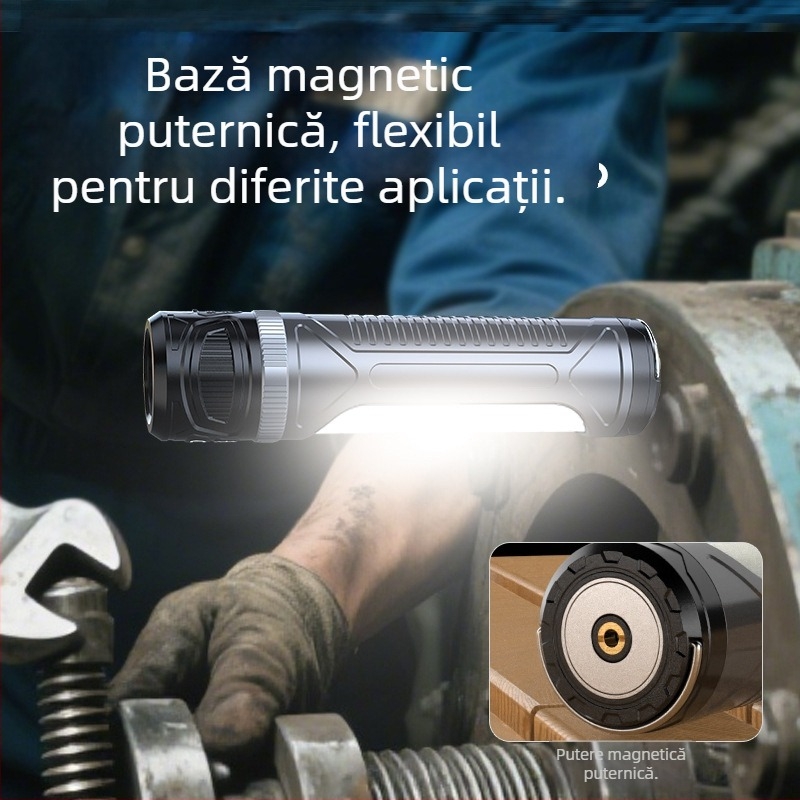 Lumină de lucru magnetică cu afișaj digital, 30W, 4000mAh, LED, rotație la 360°, impermeabilă