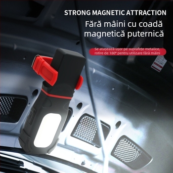 Lumină de întreținere cu COB+LED, 500 lm, 3.7 V, 6000–7000 K, prindere magnetică puternică, Model S605