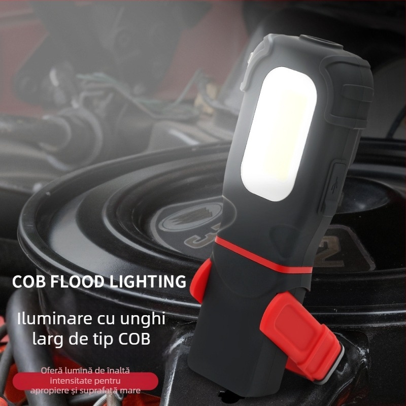 Lumină de întreținere cu COB+LED, 500 lm, 3.7 V, 6000–7000 K, prindere magnetică puternică, Model S605