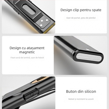 Lanternă mică – portabilă, ultra-luminantă, cu încărcare, bază magnetică, lampă de lucru.