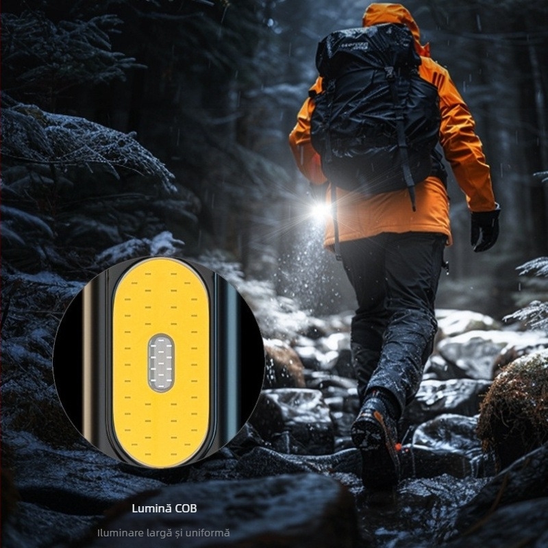 Lanternă mică – portabilă, ultra-luminantă, cu încărcare, bază magnetică, lampă de lucru.