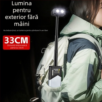 Lumină de lucru LED magnetică cu braț telescopic, rotire 180°, 10W, 1200mAh, reîncărcabilă, pentru camping în aer liber și inspecții