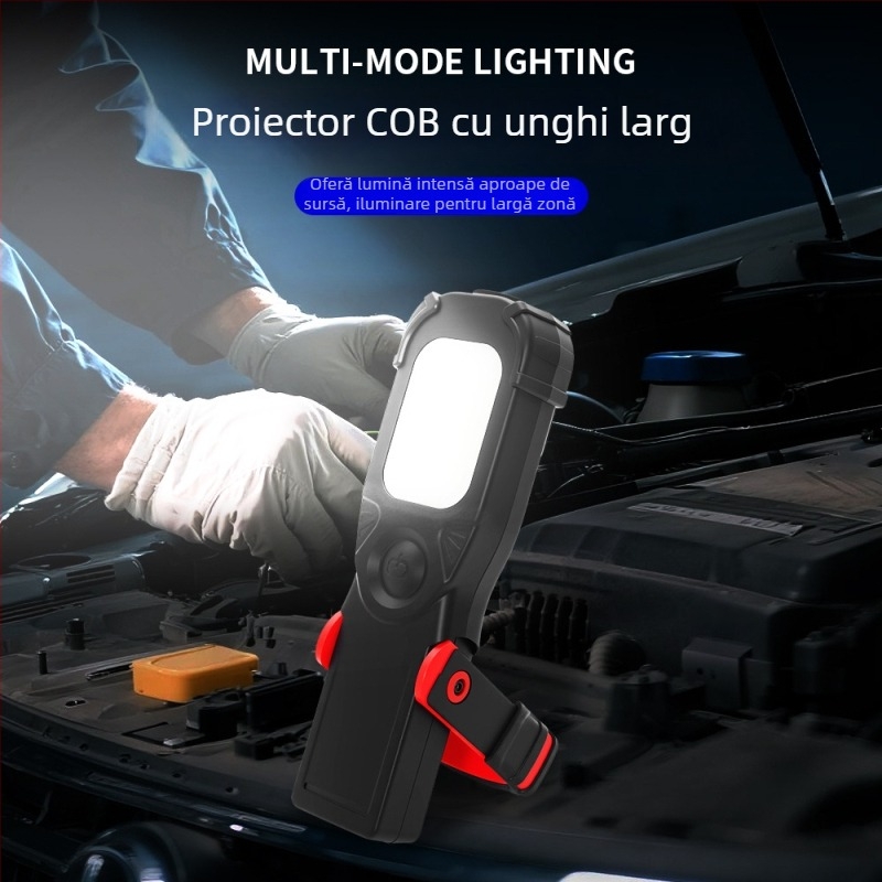 Lumină de lucru magnetică COB, reîncărcabilă, pentru inspecții în exterior și întreținere - 1000 lm, 3,7 V, model S690