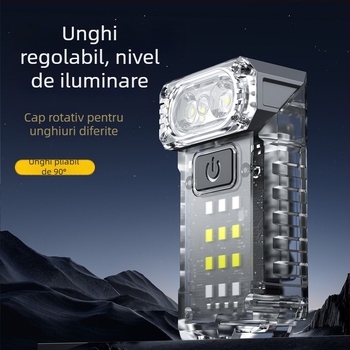 Lumină de lucru mini multifuncțională cu cap rotativ 360°, alimentare manuală, LED + bec, 25 W, baterie 1200 mAh
