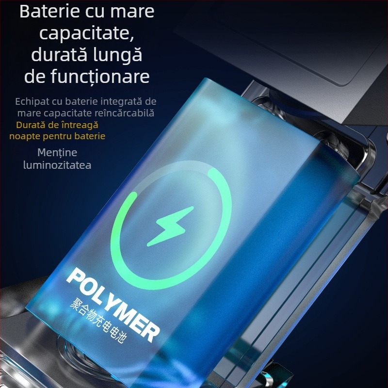 Lumină de lucru mini multifuncțională cu cap rotativ 360°, alimentare manuală, LED + bec, 25 W, baterie 1200 mAh