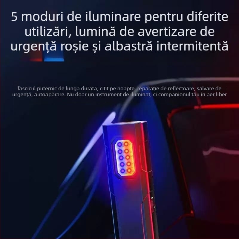 Lanternă de mână cu bază magnetică, LED de 3W, durată LED 99999 ore, rezistentă la apă