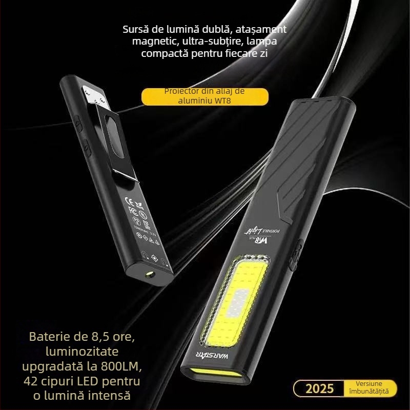 Lanternă de mână cu bază magnetică, LED de 3W, durată LED 99999 ore, rezistentă la apă
