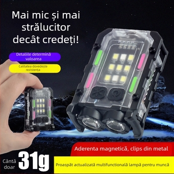 Lampa portabilă magnetică pentru reparații, cu avertizare intermitentă, LED compact pentru situații de urgență în aer liber; 5W LED • baterie 400 mAh • rotație la 360° • acționare manuală • încărcător inclus