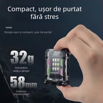 Lampa portabilă magnetică pentru reparații, cu avertizare intermitentă, LED compact pentru situații de urgență în aer liber; 5W LED • baterie 400 mAh • rotație la 360° • acționare manuală • încărcător inclus