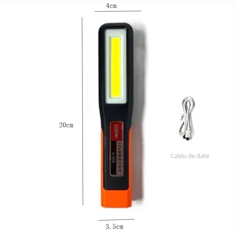 Lumină de lucru LED COB cu încărcare USB, lampă de inspecție magnetică portabilă, baterie 1200mAh, 5W, rază 100–200m