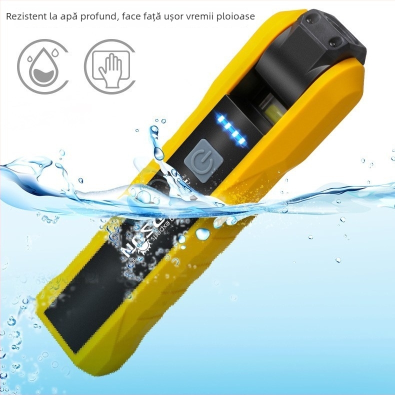 Lampă de lucru LED cu magnet puternic, cârlig ascuns, baterie de 2000mAh, putere 3W, rotație 360°