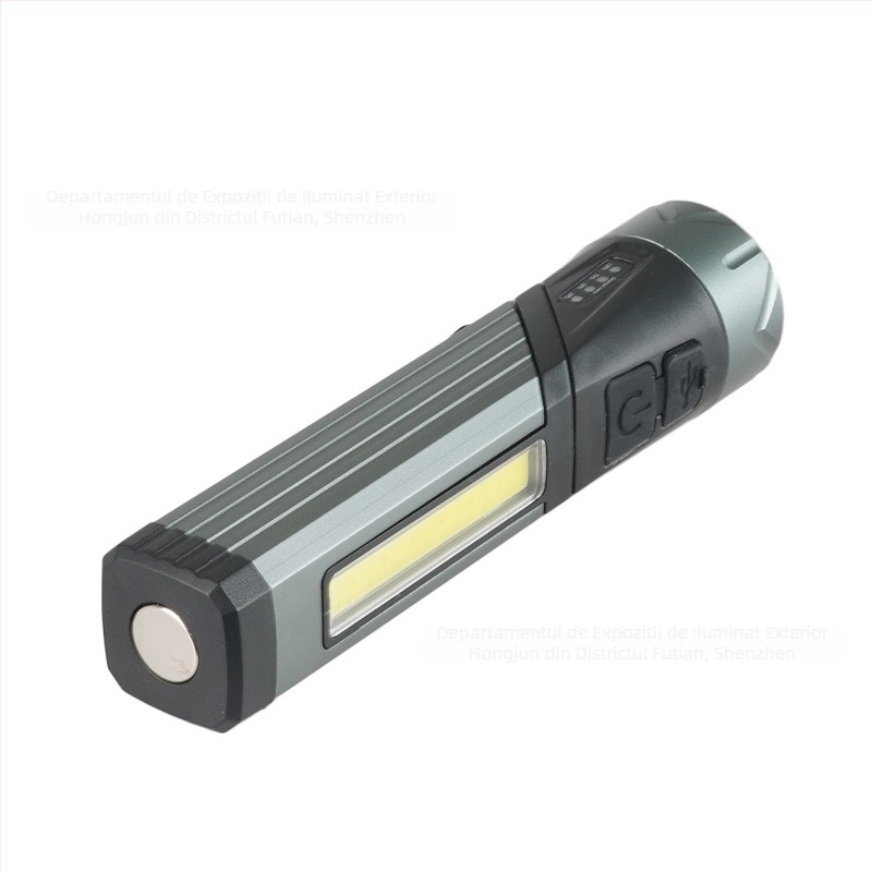 Fener LED cu încărcare USB și magnet pentru întreținere și inspecție, 10W, 1000 lm, rază 100 m, baterie 18650, IPX64, corp din aliaj de aluminiu