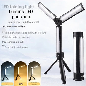 LED lampă de lucru portabilă cu suport, încărcare USB, pliabilă, 10W, baterie încorporată, multifuncțională pentru reparații auto