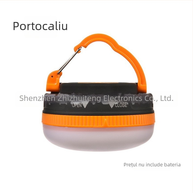 Lampă LED pentru camping, alimentată cu baterie, 3,7V, 3W, întrerupător cu buton