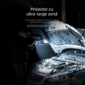 Lanternă LED de mână cu bază magnetică puternică, pentru reparații auto și întreținere industrială; portabilă, multifuncțională, ultra-luminată; rază eficientă 100