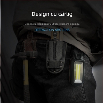 Lanternă LED de mână cu bază magnetică puternică, pentru reparații auto și întreținere industrială; portabilă, multifuncțională, ultra-luminată; rază eficientă 100