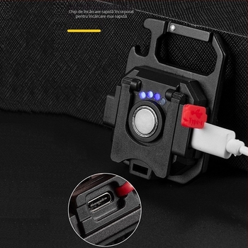 Lanternă cu breloc COB LED, încărcare USB, sursă de lumină COB 10W, lampă de lucru multifuncțională