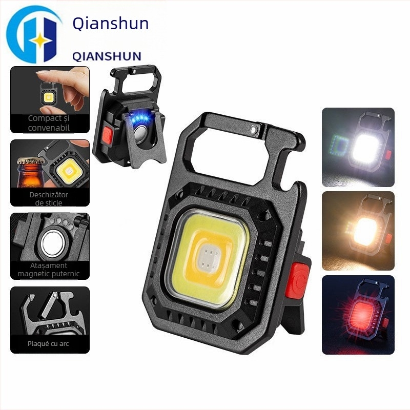Lanternă cu breloc COB LED, încărcare USB, sursă de lumină COB 10W, lampă de lucru multifuncțională