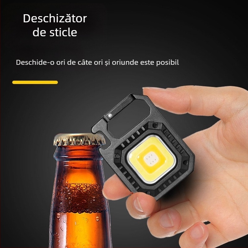 Lanternă cu breloc COB LED, încărcare USB, sursă de lumină COB 10W, lampă de lucru multifuncțională
