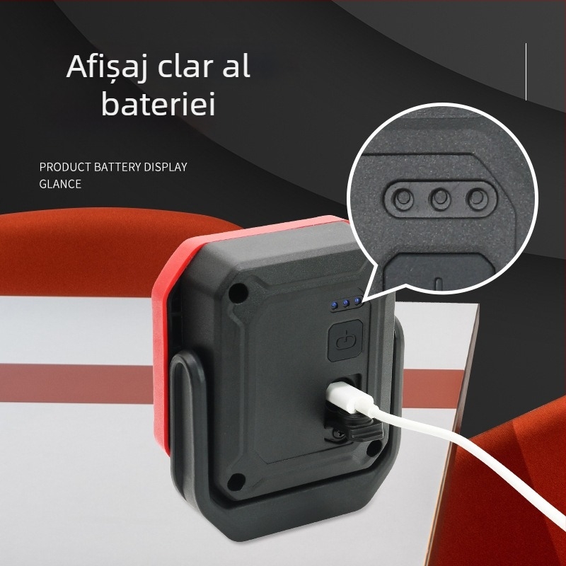 Lumină de lucru COB, lampă portabilă reglabilă pentru exterior, cu prindere magnetică, 8W, 3.7V, 350 lm, 6500K, model SQ01