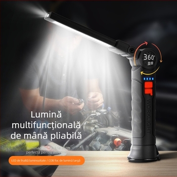 Lampă de lucru pliabilă, multifuncțională, cu rotație de 360°, LED SMD, intensitate reglabilă, suport magnetic posterior