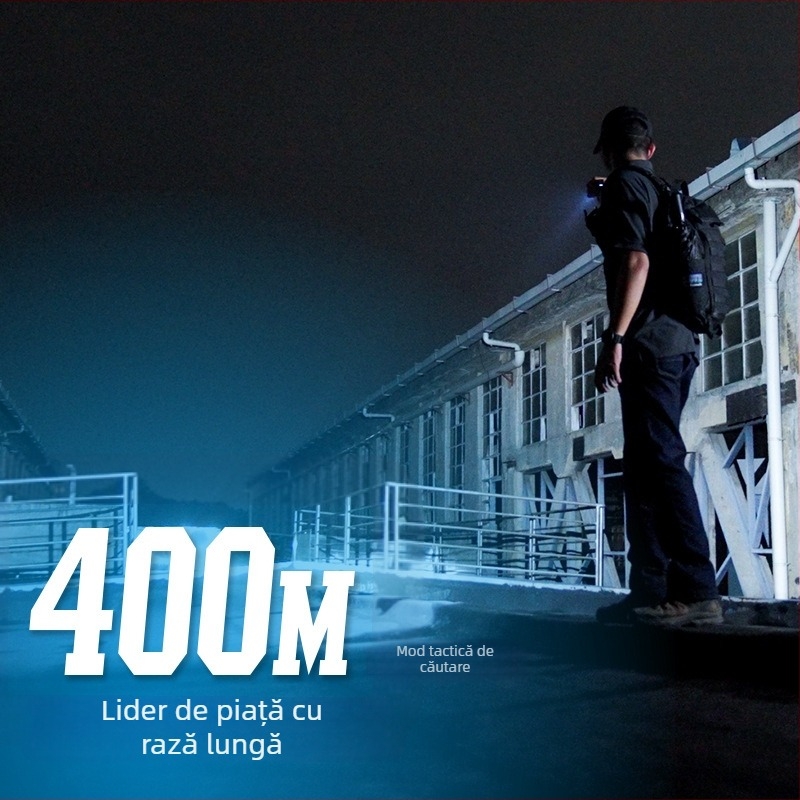 Lanternă de mână EDC29, 65W / rază de 400m, baterie încorporată de 2500mAh, protecție IP54