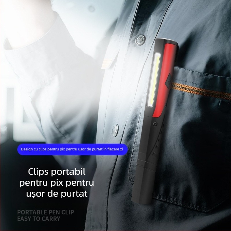 Lampă de lucru COB compactă, portabilă, cu LED, lampă de inspecție magnetică, 400 lm, reglaj intensitate, model G60