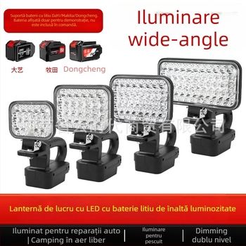 Lampa de lucru portabilă cu baterie litiu pentru șantier – iluminare de urgență, 20W, carcasă ABS, cinci tipuri de interfețe de montaj, fascicul reglabil