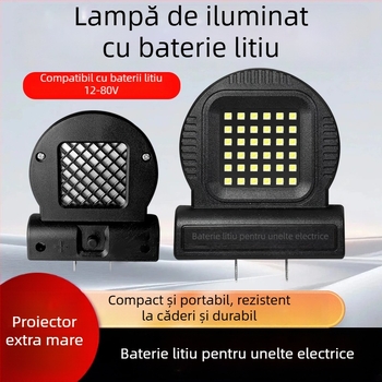 Lampă de lucru portabilă cu baterie litiu LED pentru camping în aer liber și reparații, compatibilă universal cu unelte, 21W LED, 85V, 300mA, 30.000 h, 300 lm