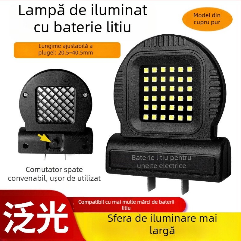 Lampă de lucru portabilă cu baterie litiu LED pentru camping în aer liber și reparații, compatibilă universal cu unelte, 21W LED, 85V, 300mA, 30.000 h, 300 lm