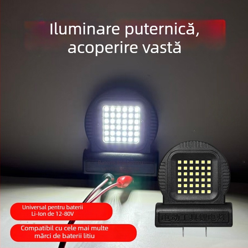 Lampă de lucru portabilă cu baterie litiu LED pentru camping în aer liber și reparații, compatibilă universal cu unelte, 21W LED, 85V, 300mA, 30.000 h, 300 lm