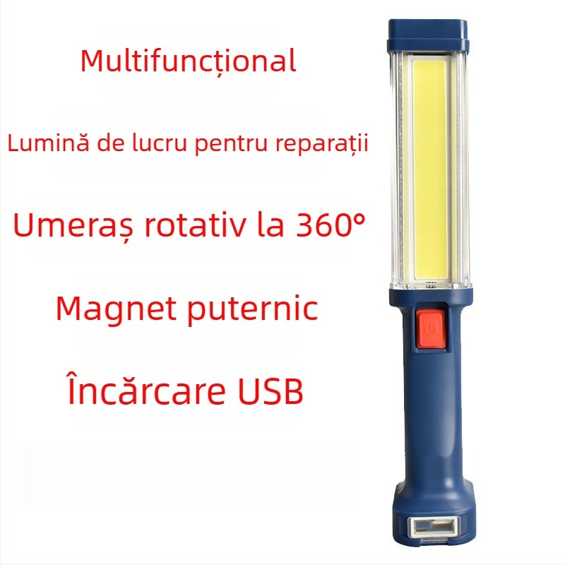 Lampa de lucru LED cu magnet puternic, 10W, 4000mAh reîncărcabilă, lanternă COB portabilă pentru reparații