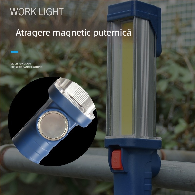 Lampa de lucru LED cu magnet puternic, 10W, 4000mAh reîncărcabilă, lanternă COB portabilă pentru reparații