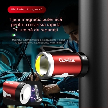 Fener COB mini magnetic cu încărcare manuală, 10W, capacitate baterie 600, protecție la supraîncărcare