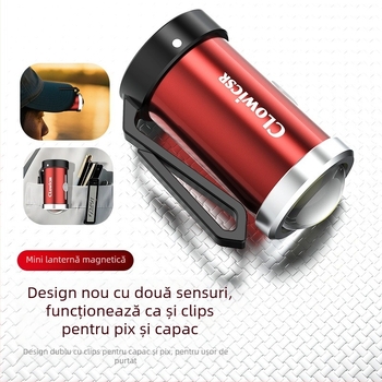 Fener COB mini magnetic cu încărcare manuală, 10W, capacitate baterie 600, protecție la supraîncărcare