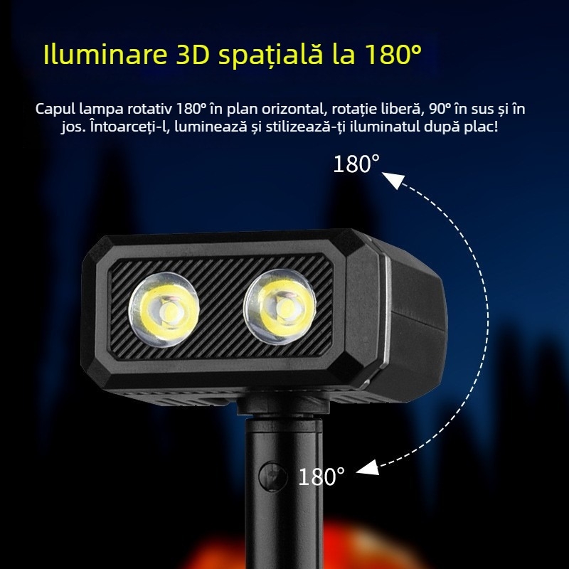 Lanternă LED pentru camping cu clips pentru pix și suport magnetic — 10W, 1200mAh, alimentare manuală, rază fasciculului 200–500 m